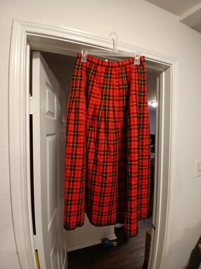Westbound Vintage Red Plaid A-Line Midi Skirt